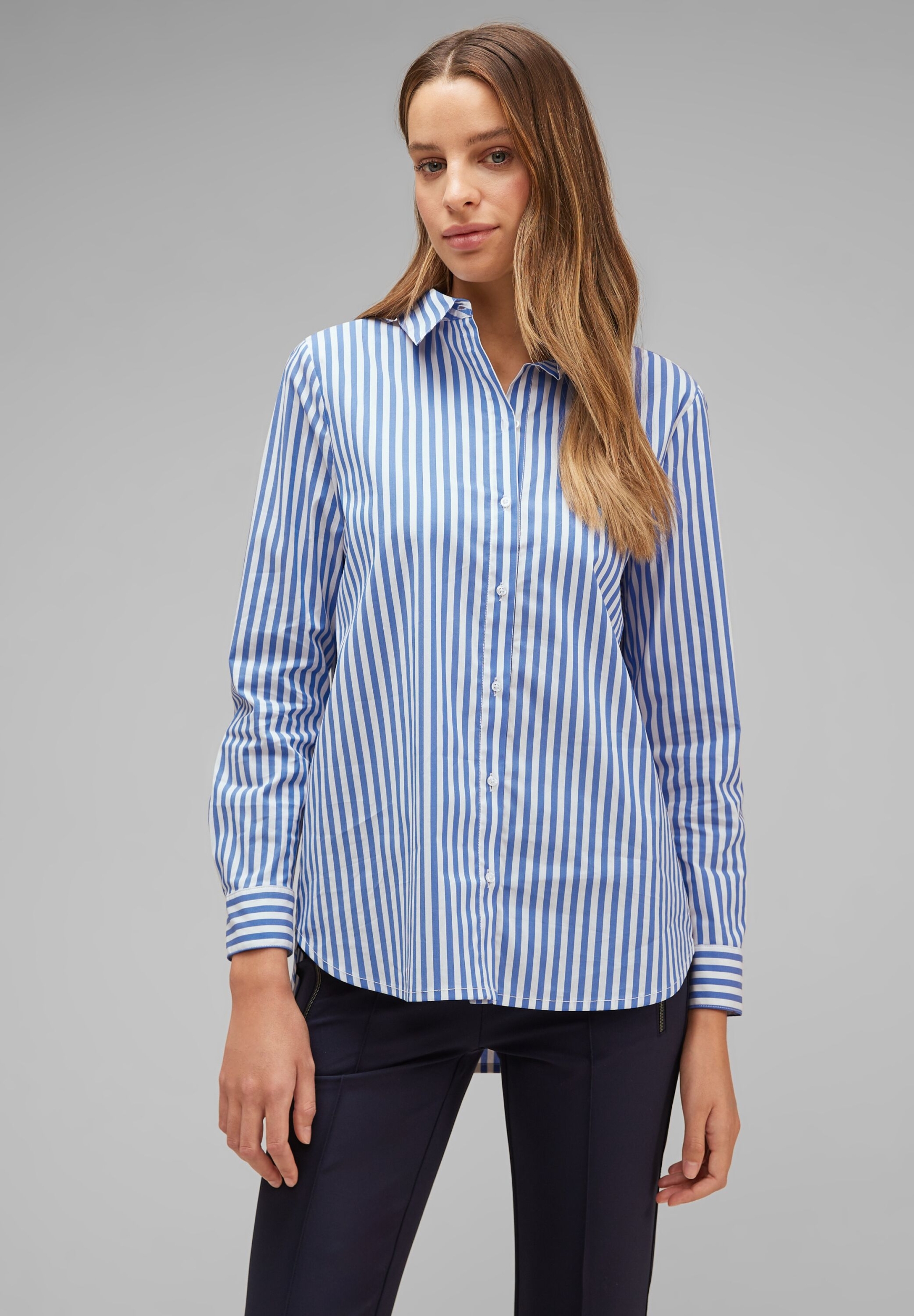 QR Striped office blouse