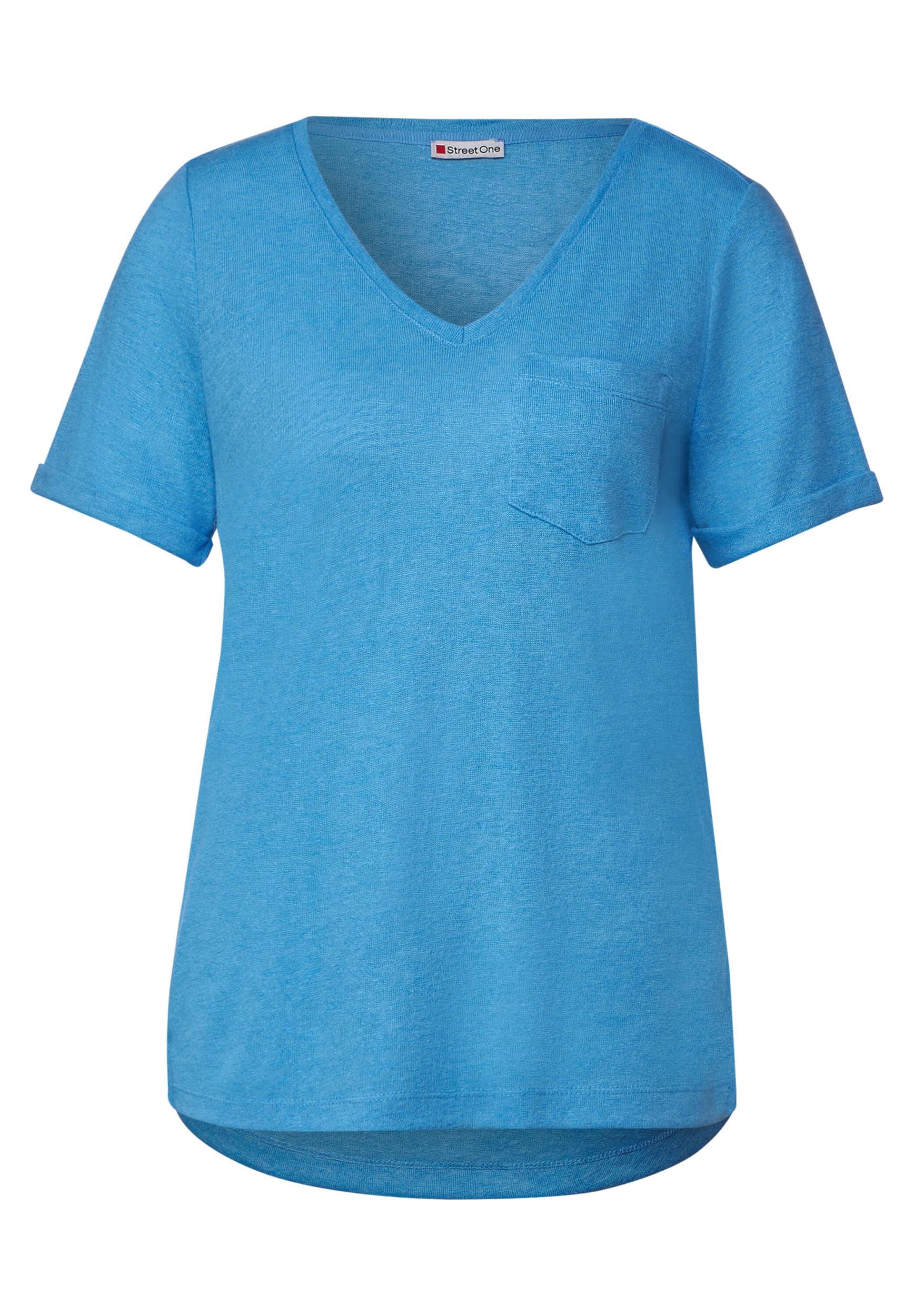 A319585-14510-40 40 QR blue | v-neck shirt LTD | look | splash linen