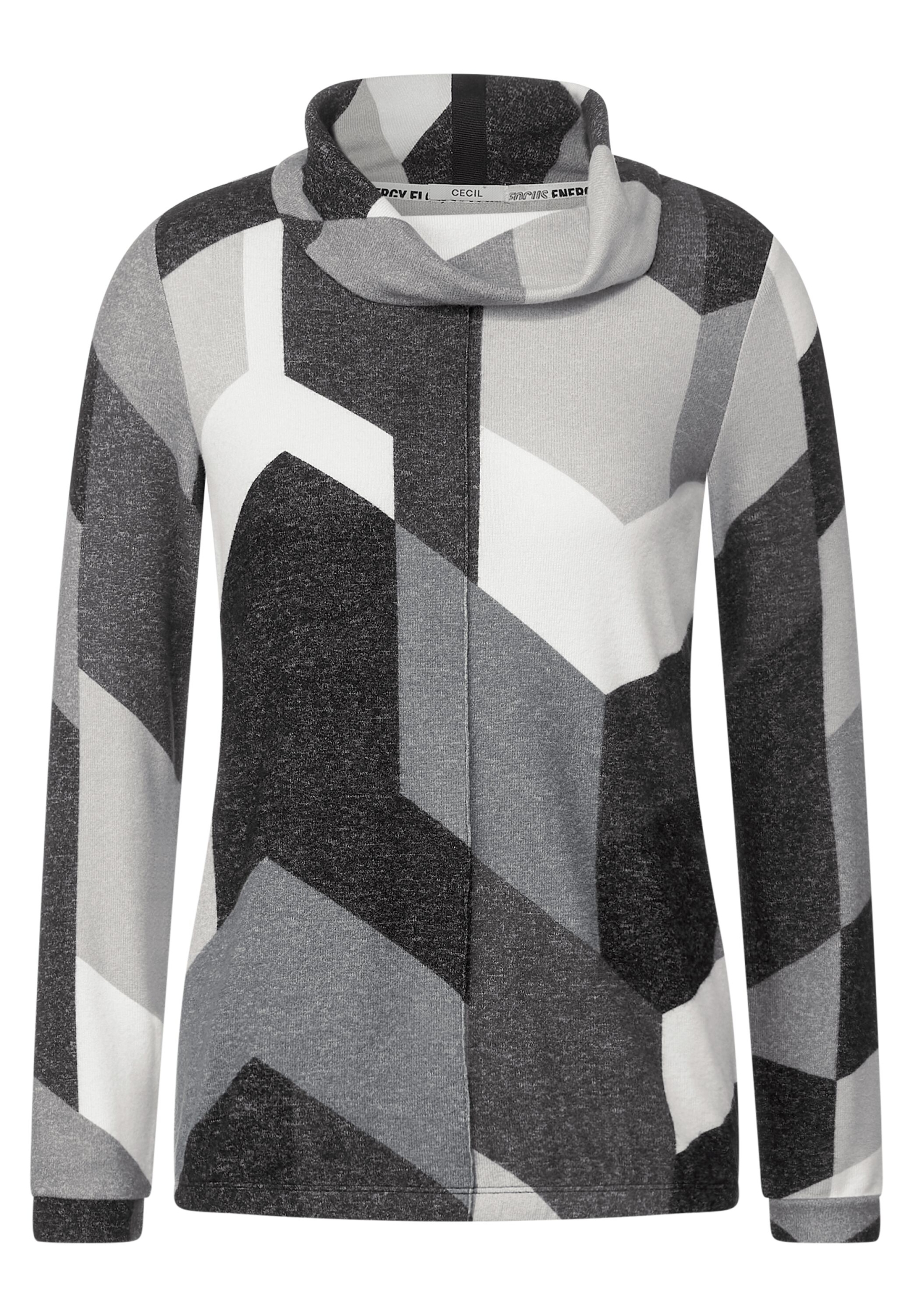 melange geometric Cosy Shirt | | Langarmshirt black B320666-34500-XS XS |