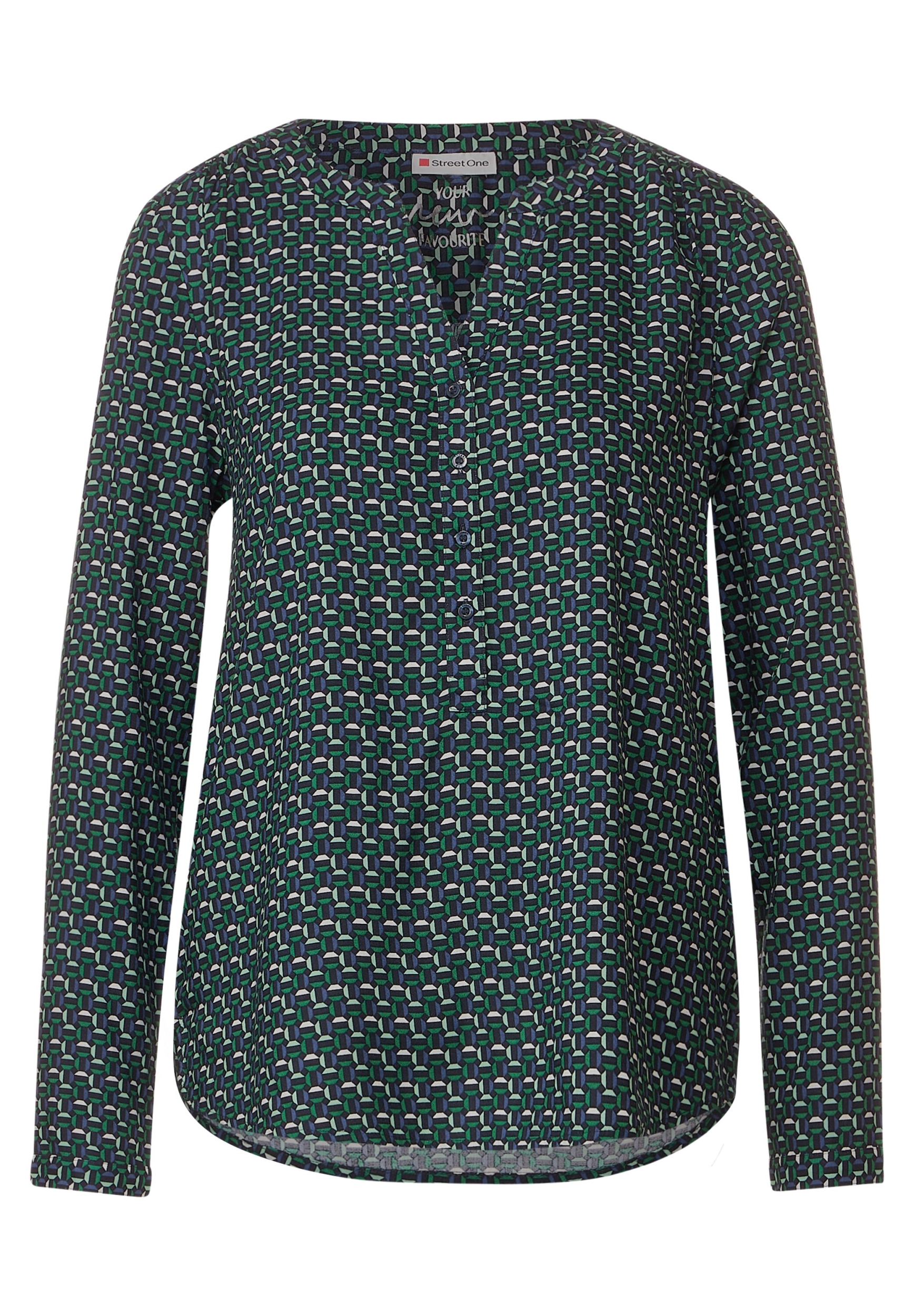 Printed satinblouse | out 40 | green A344194-35245-40 cut gentle | w