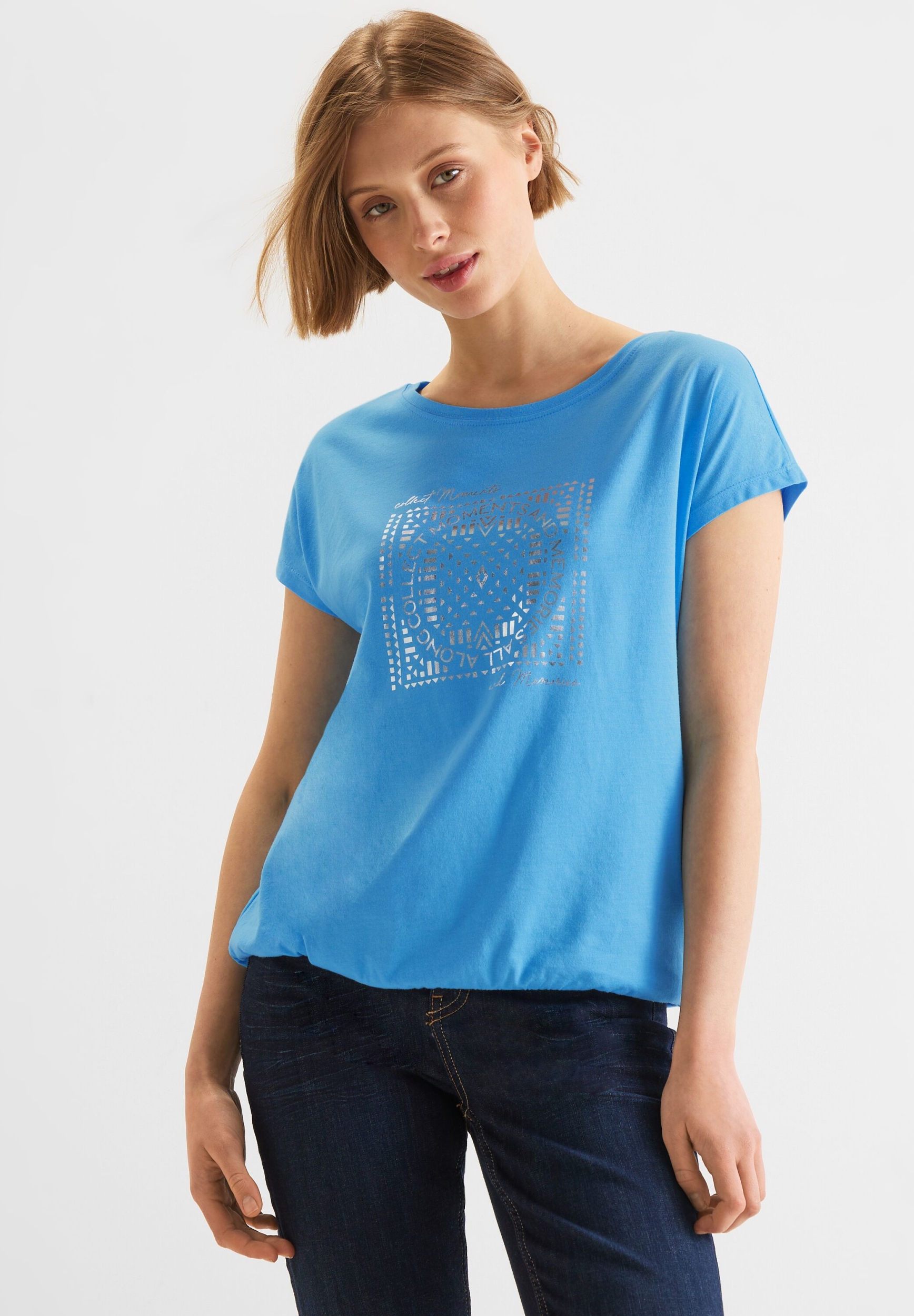 basic shirt w. foil print | 36 | splash blue | A319607-24510-36