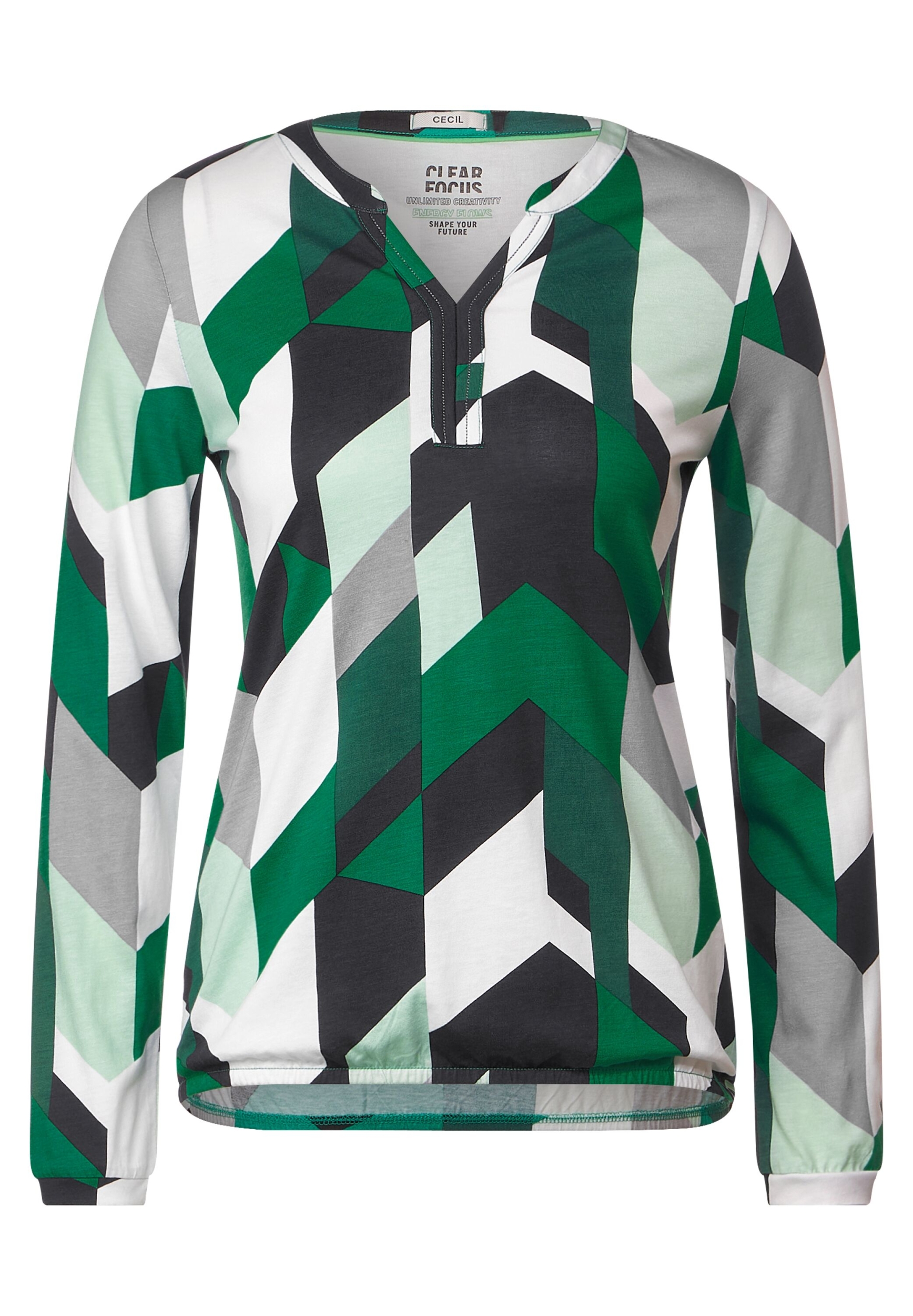 Langarmshirt geometric Tunic | XXL | easy green | B320654-35069-XXL