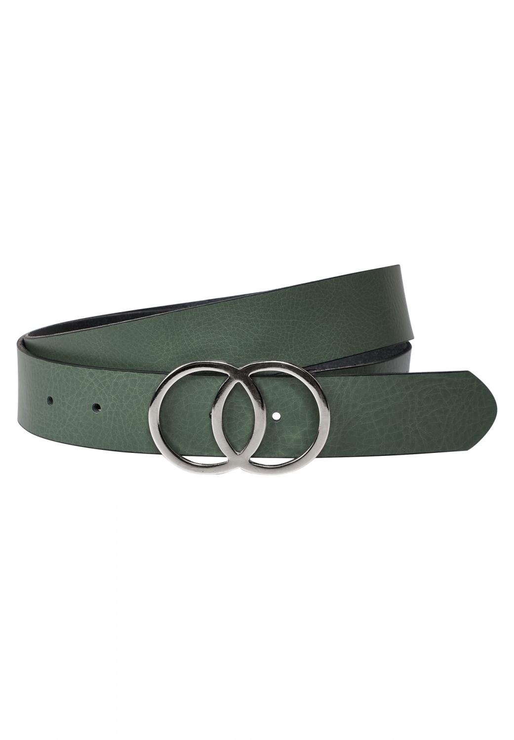 Leather Belt With Double Circl