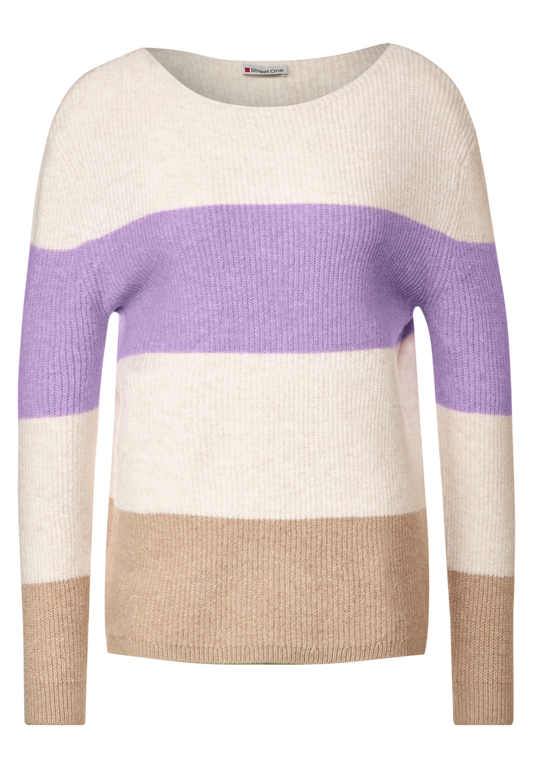 LTD QR cosy stripe sweater | 40 | soft pure lilac melange | A302417-35290-40