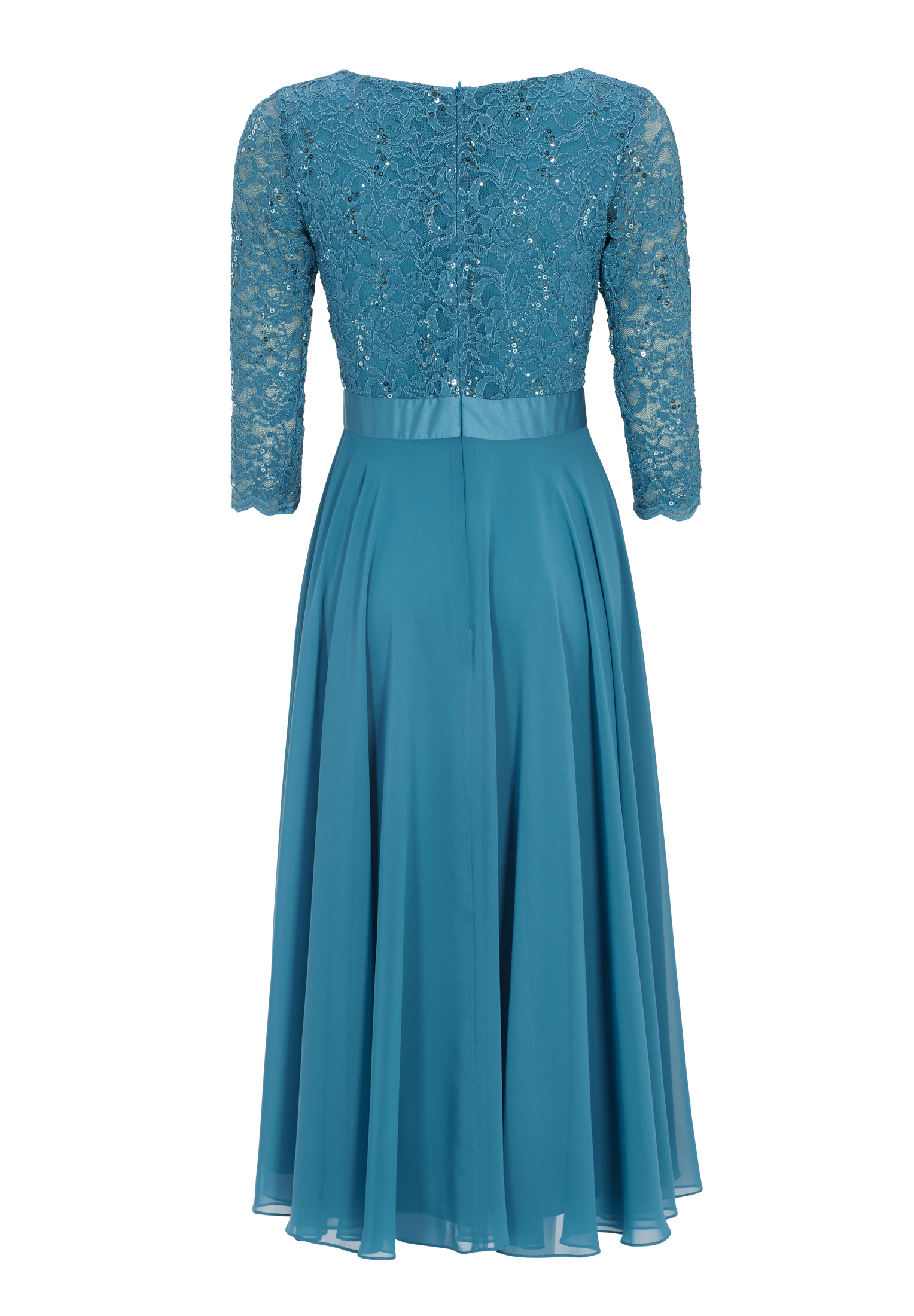 Spitzen-Chiffon-Kleid mit Bogenkant