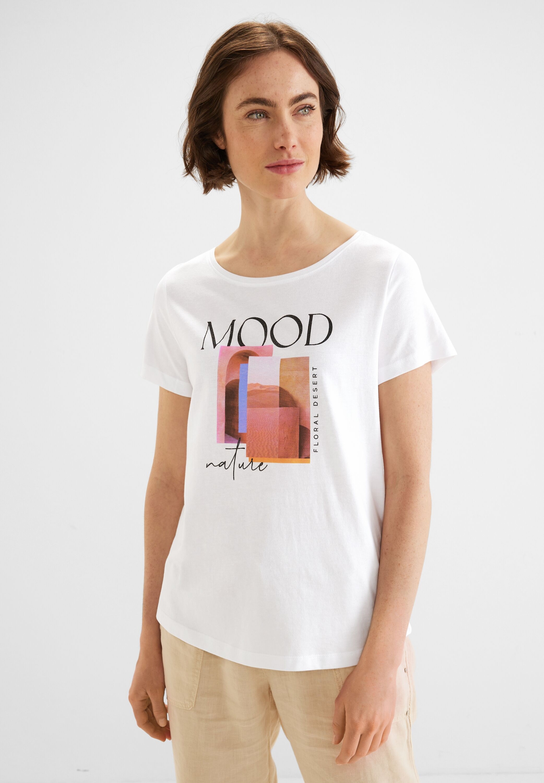 MOOD part print shirt | 40 | white | A320069-30000-40