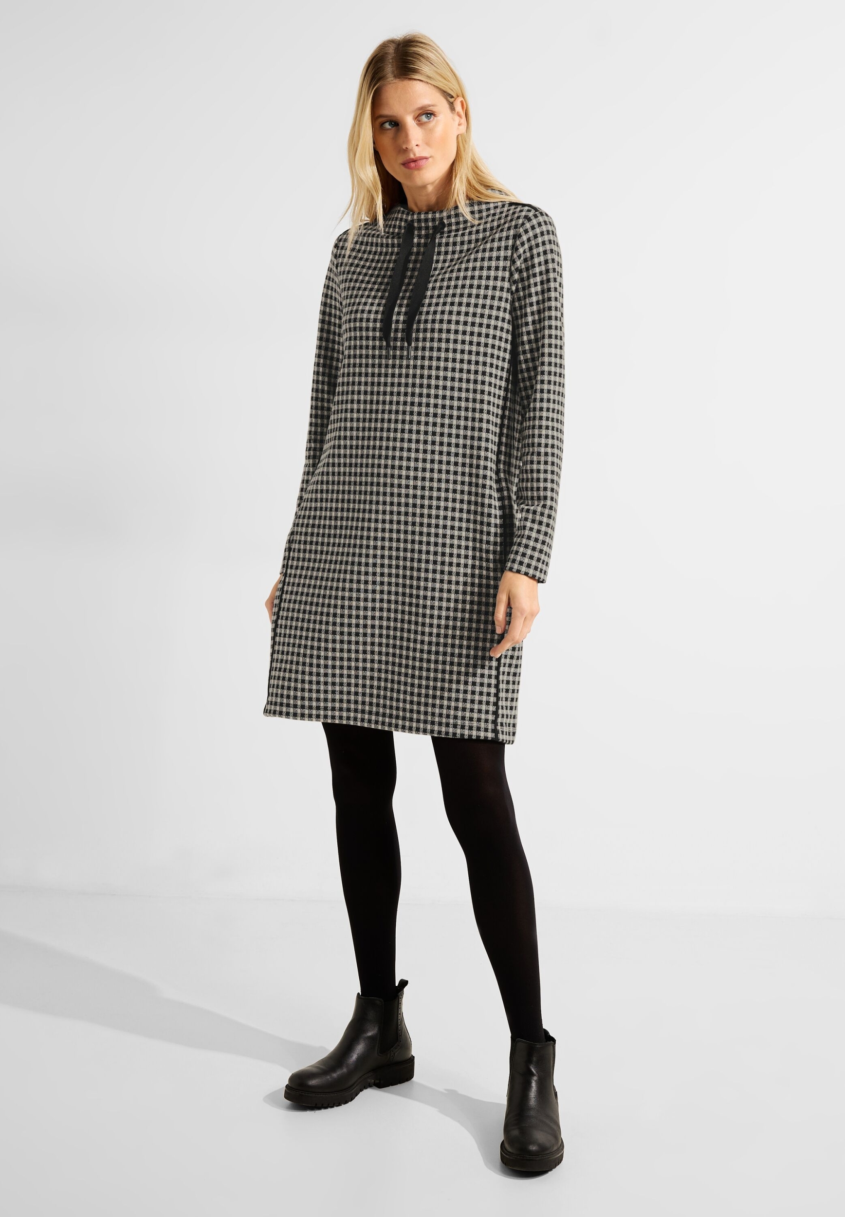 Kleid Jacquard Check Dress | | XS black B143777-20001-XS 