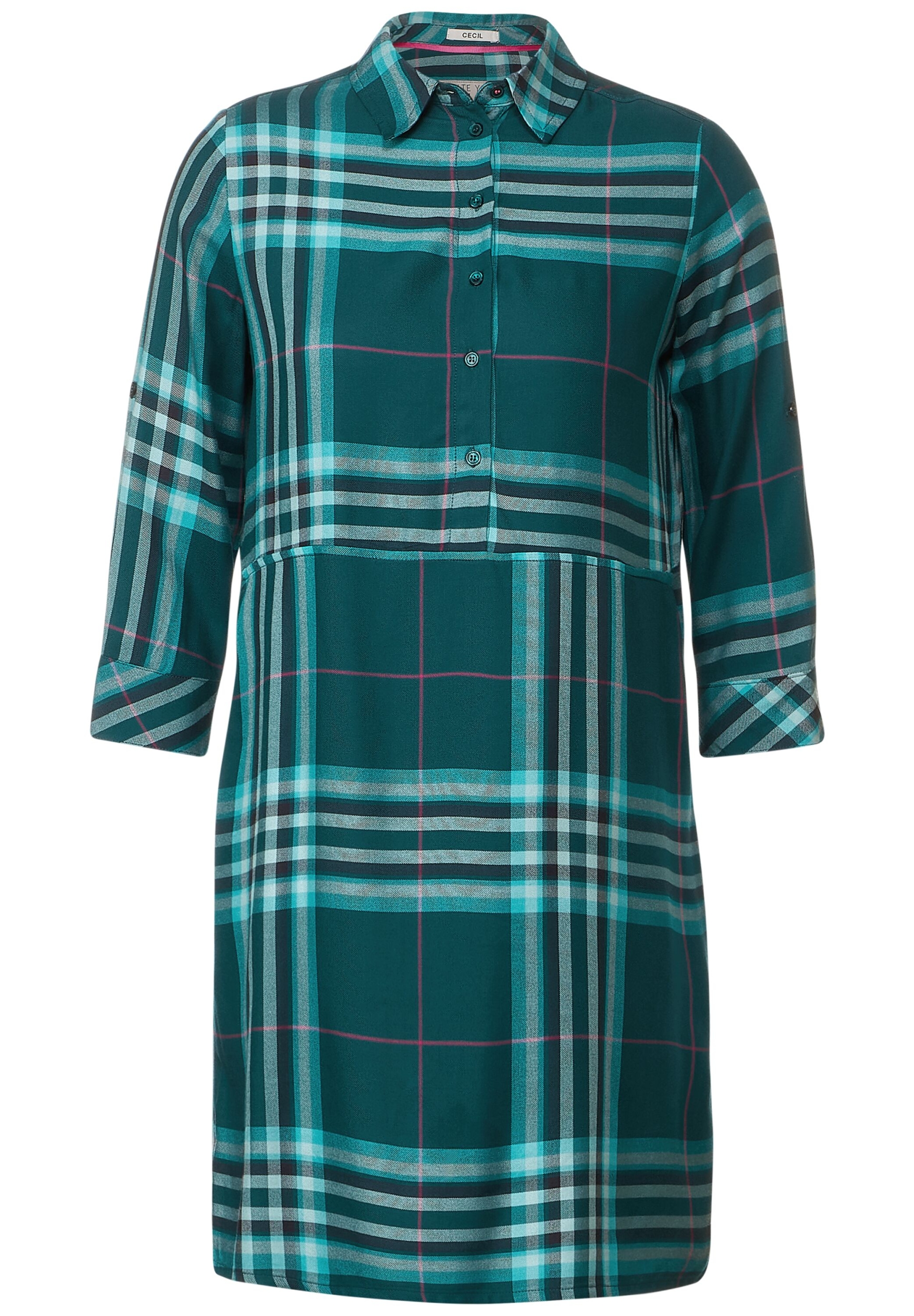 Super beliebt und 100 % Qualität garantiert! Blusenkleid Check Dress | B143700-34926-M | deep green lake | M