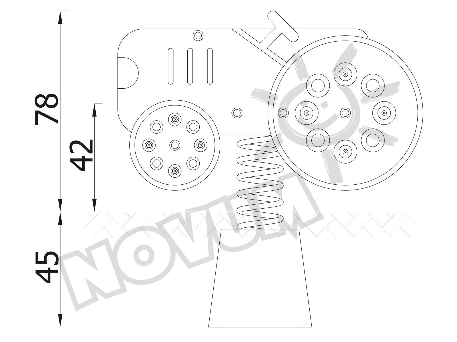 Federwippe Traktor, Metall-Bodenanker