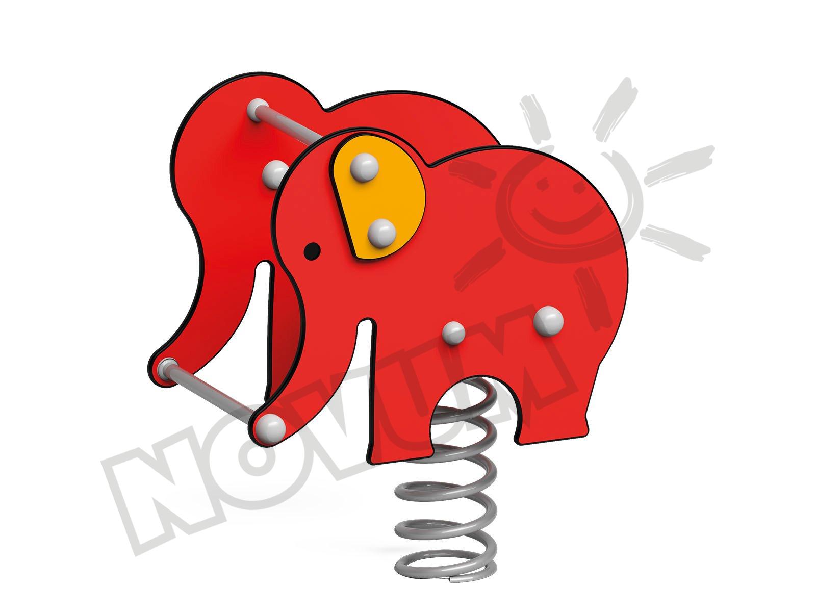 Federwippe Elefant, rot, Metall-Bodenanker