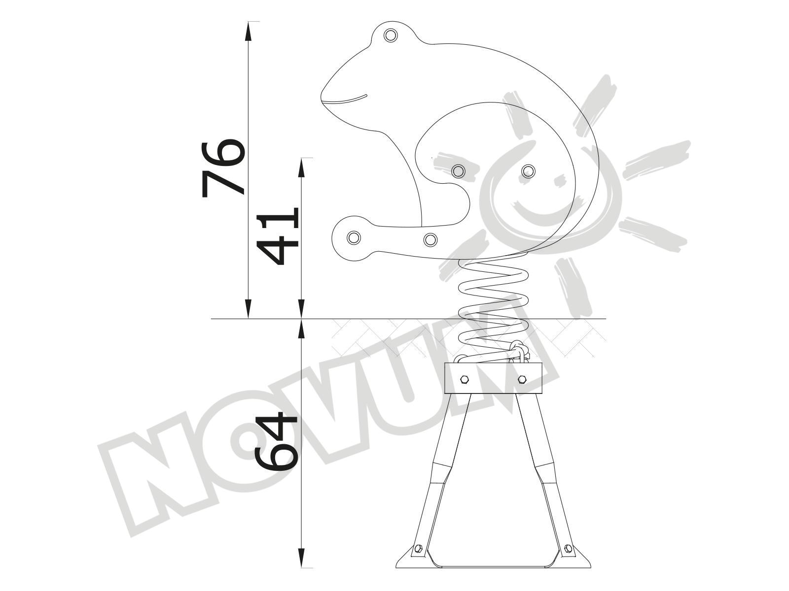 Federwippe Frosch, Metall-Bodenanker