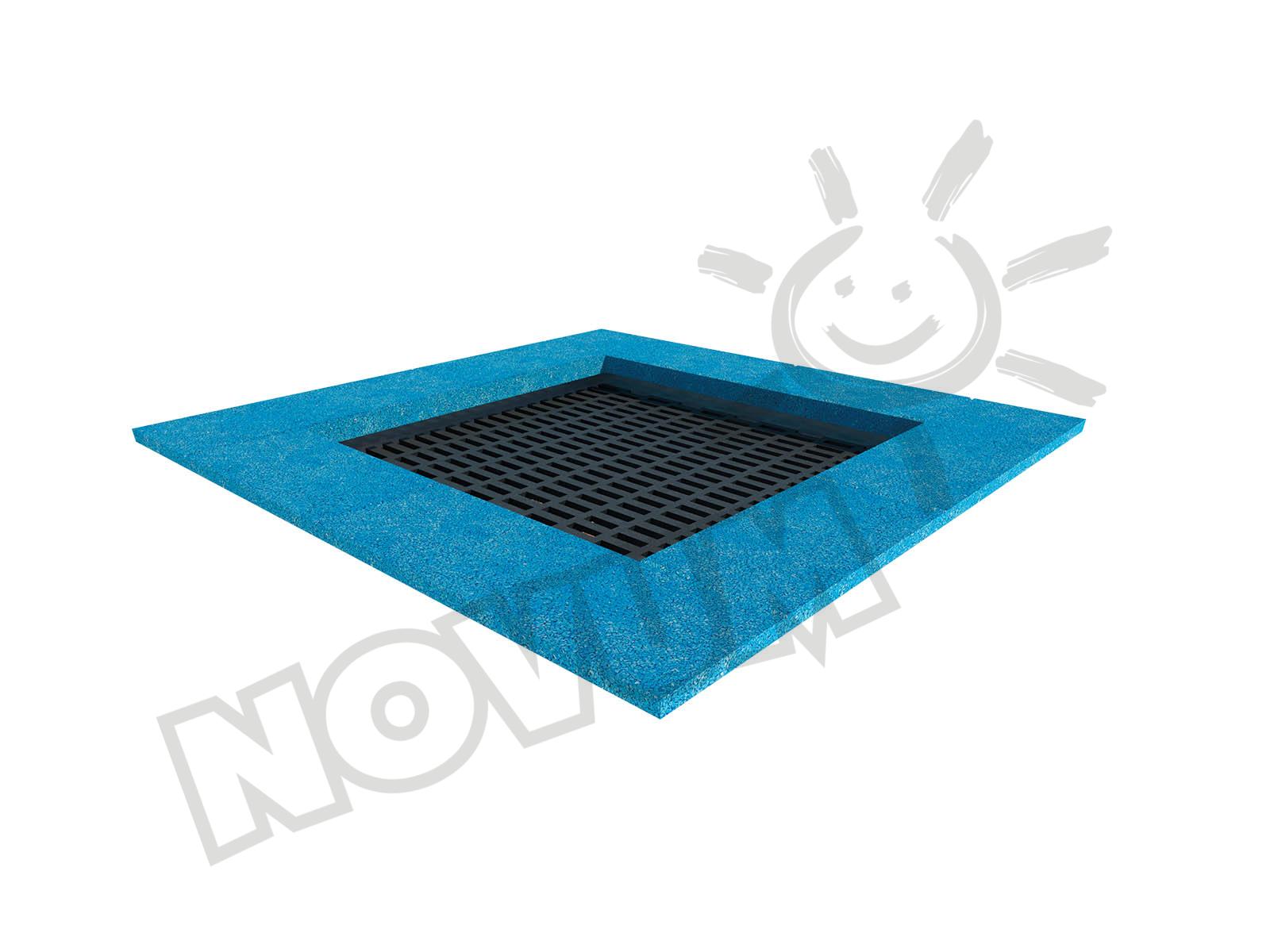 Trampolin Quadrat, klein - Matte schwarz, Kante blau