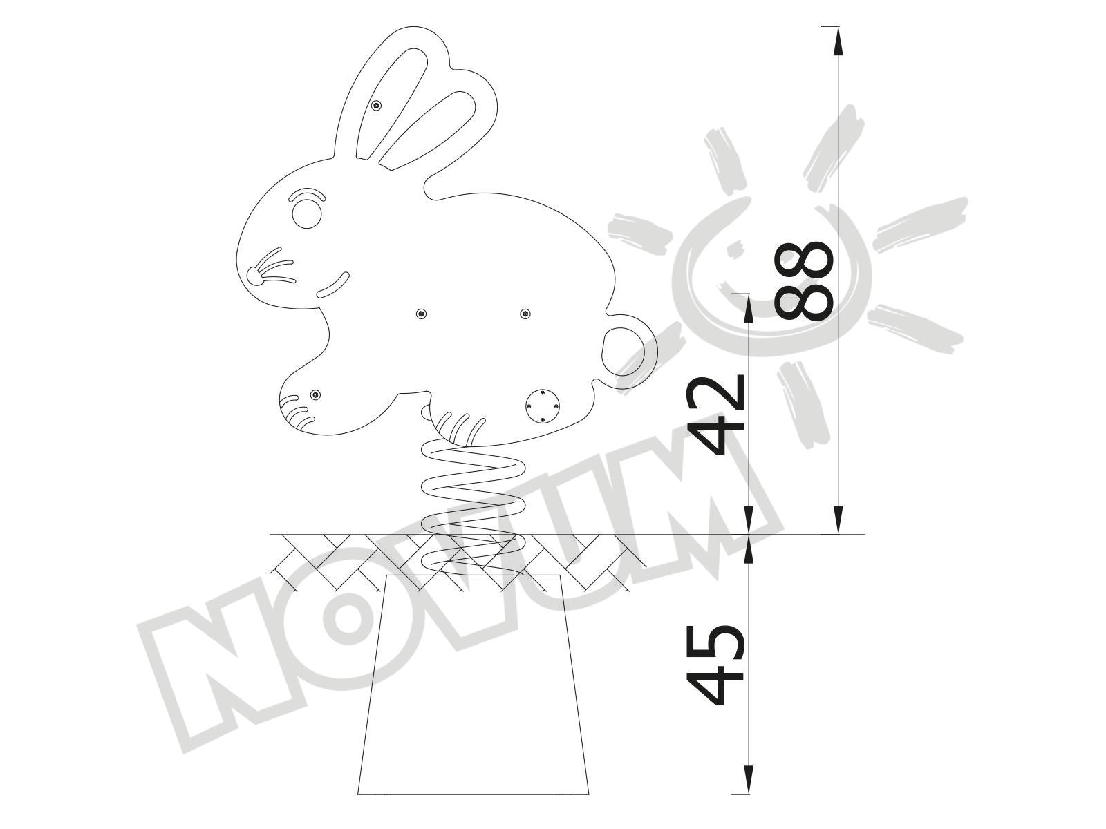 Federwippe Hase, Metall-Bodenanker