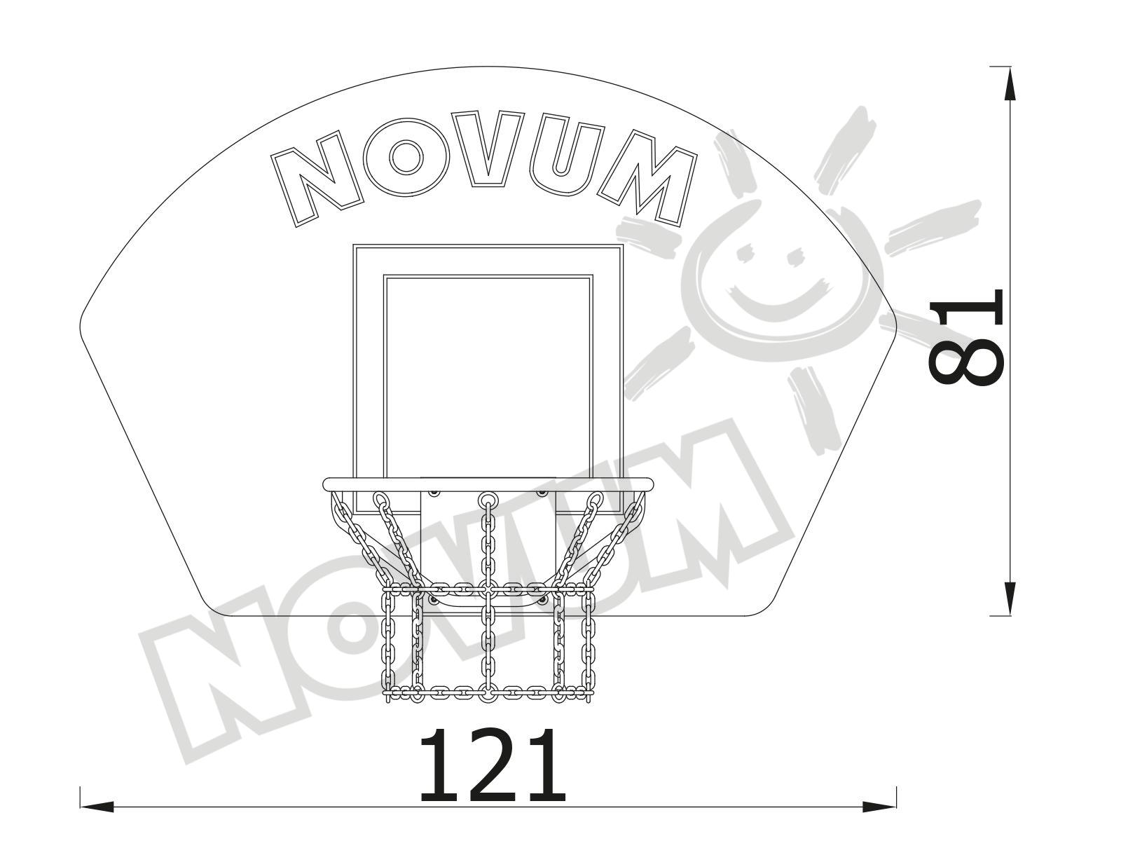 Tafel mit Basketballkorb gerundet