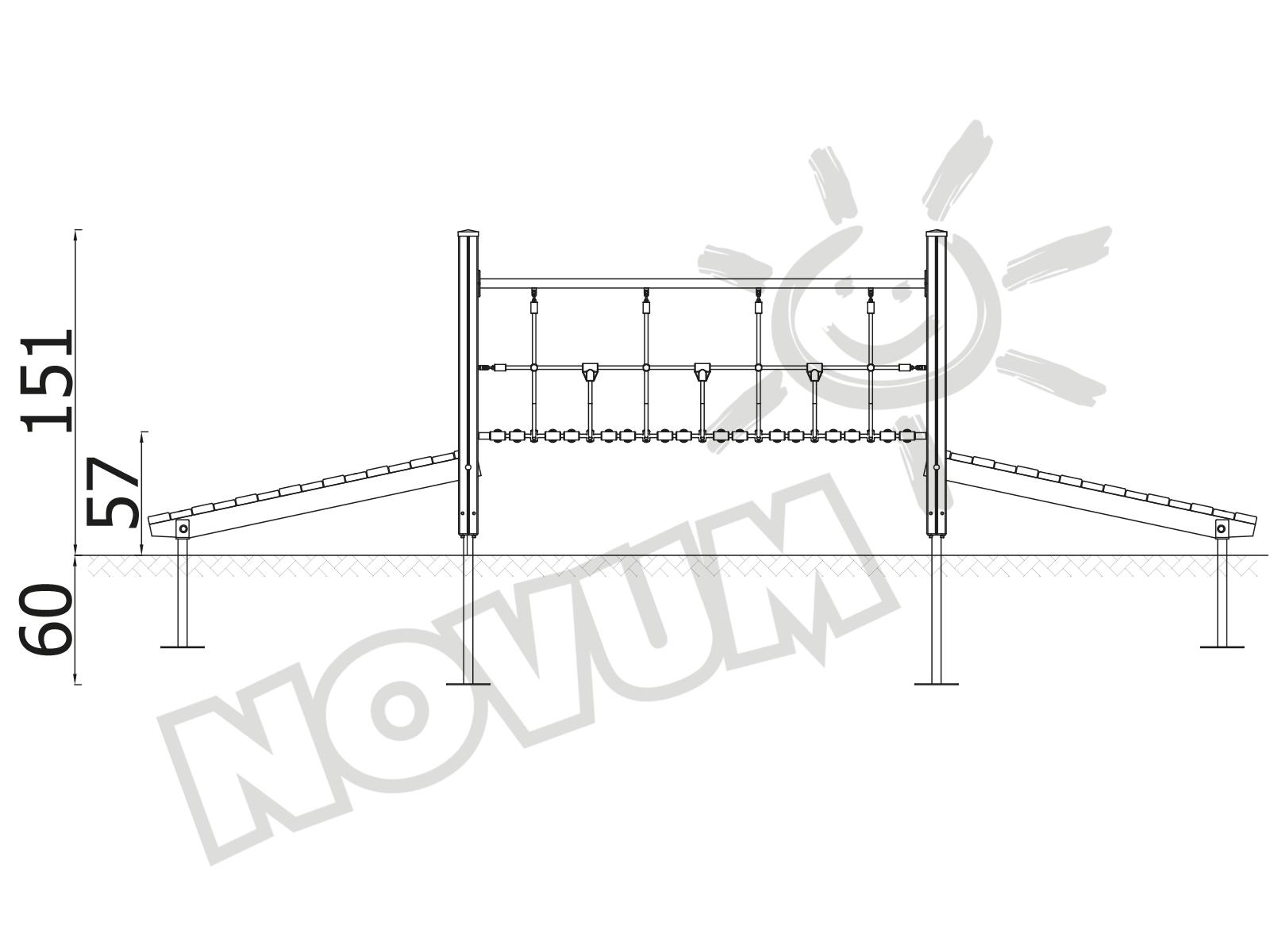 Seilbrücke mit Rampen