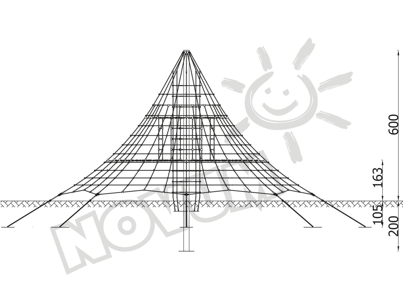 Seil-Pyramide, 8-eckig