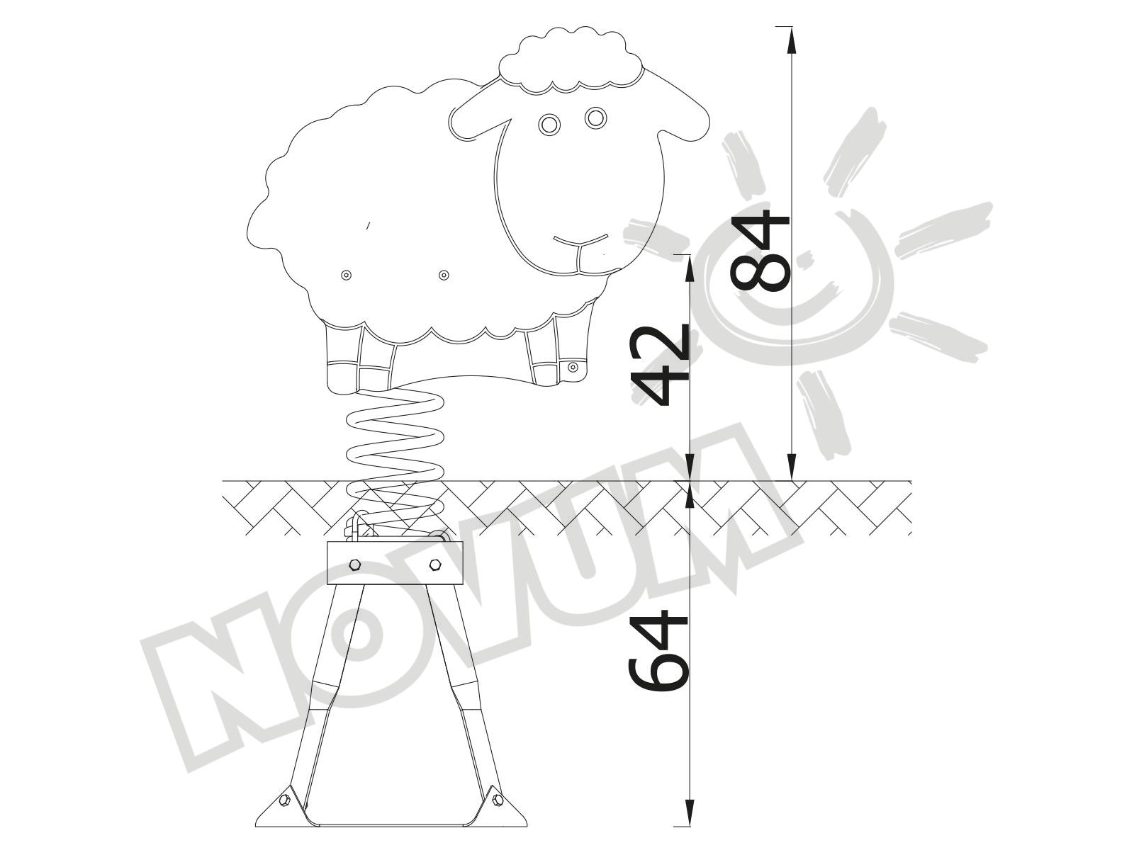 Federwippe Schaf, Metall-Bodenanker