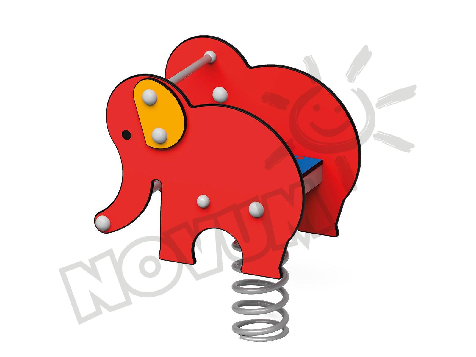 Federwippe Elefant, rot, Metall-Bodenanker