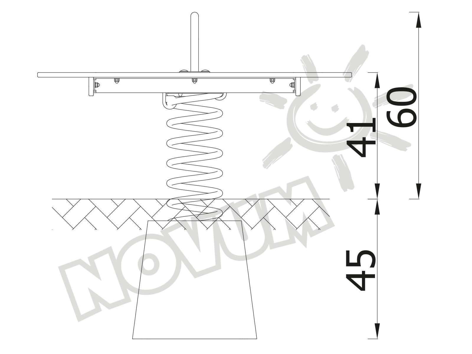 Federwippe Skateboard, Metall-Bodenanker