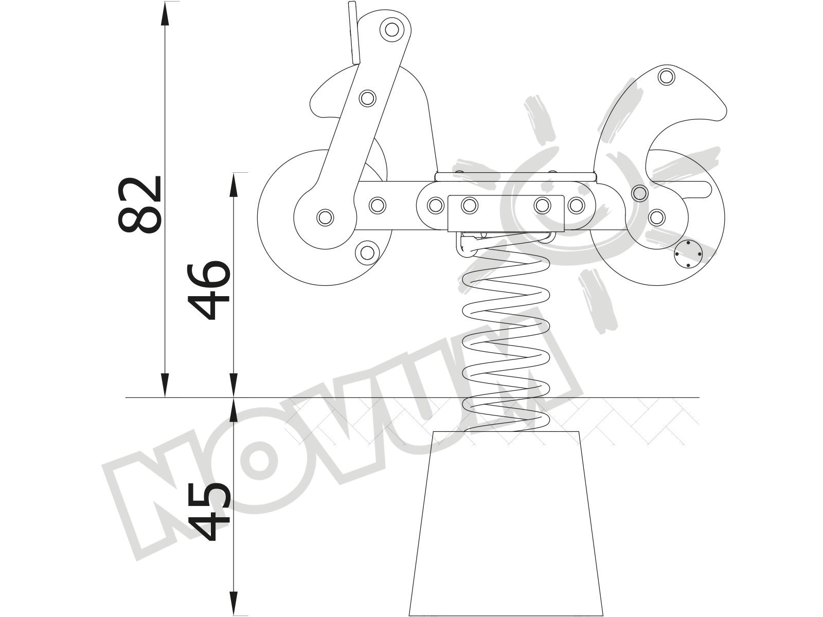 Federwippe Roller, Metall-Bodenanker