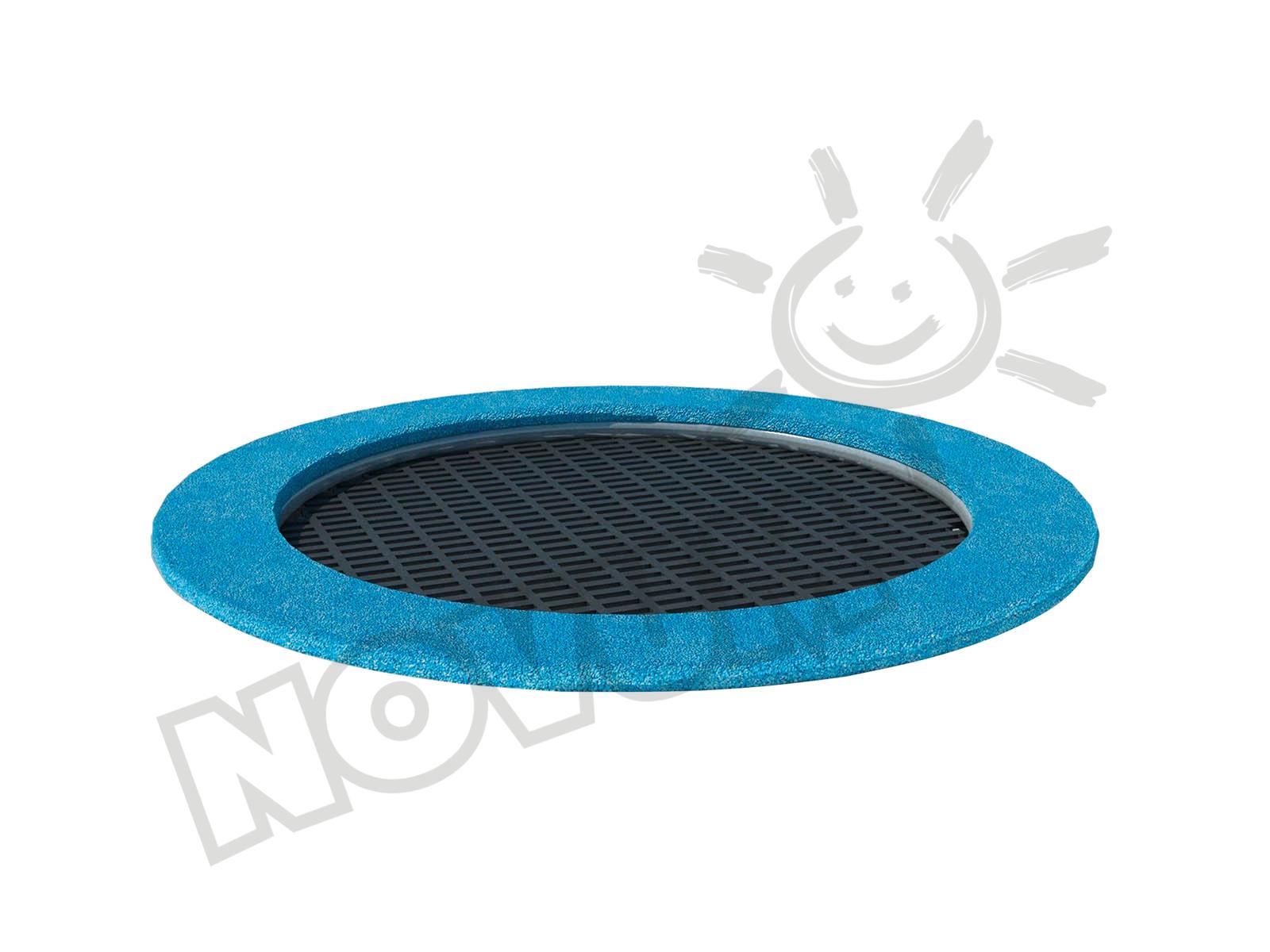 Trampolin Krater, groß - Matte schwarz, Kante blau