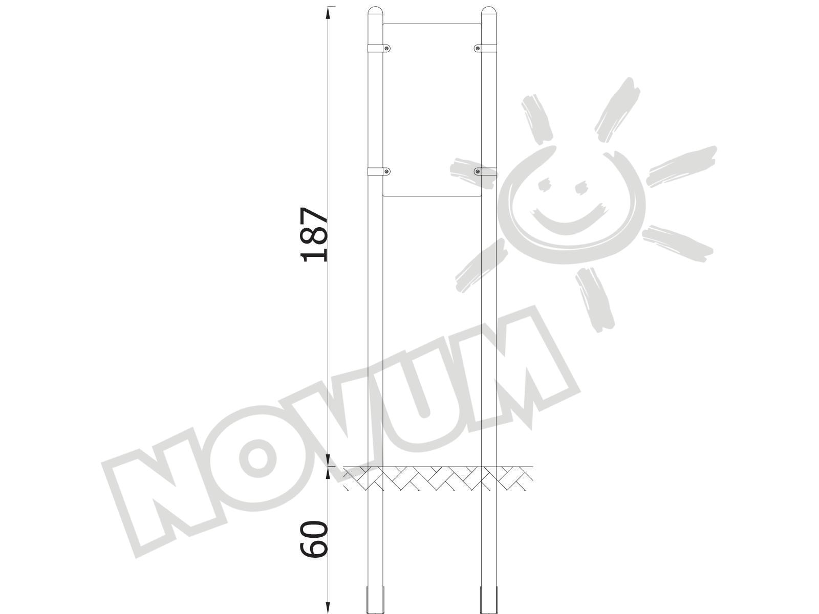 Infotafel, schmal, Metallpfosten