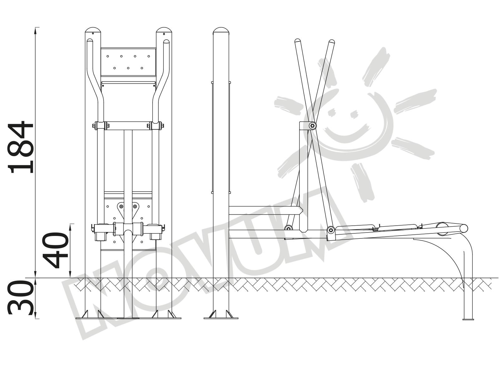 Crosstrainer, zur Pylonenmontage