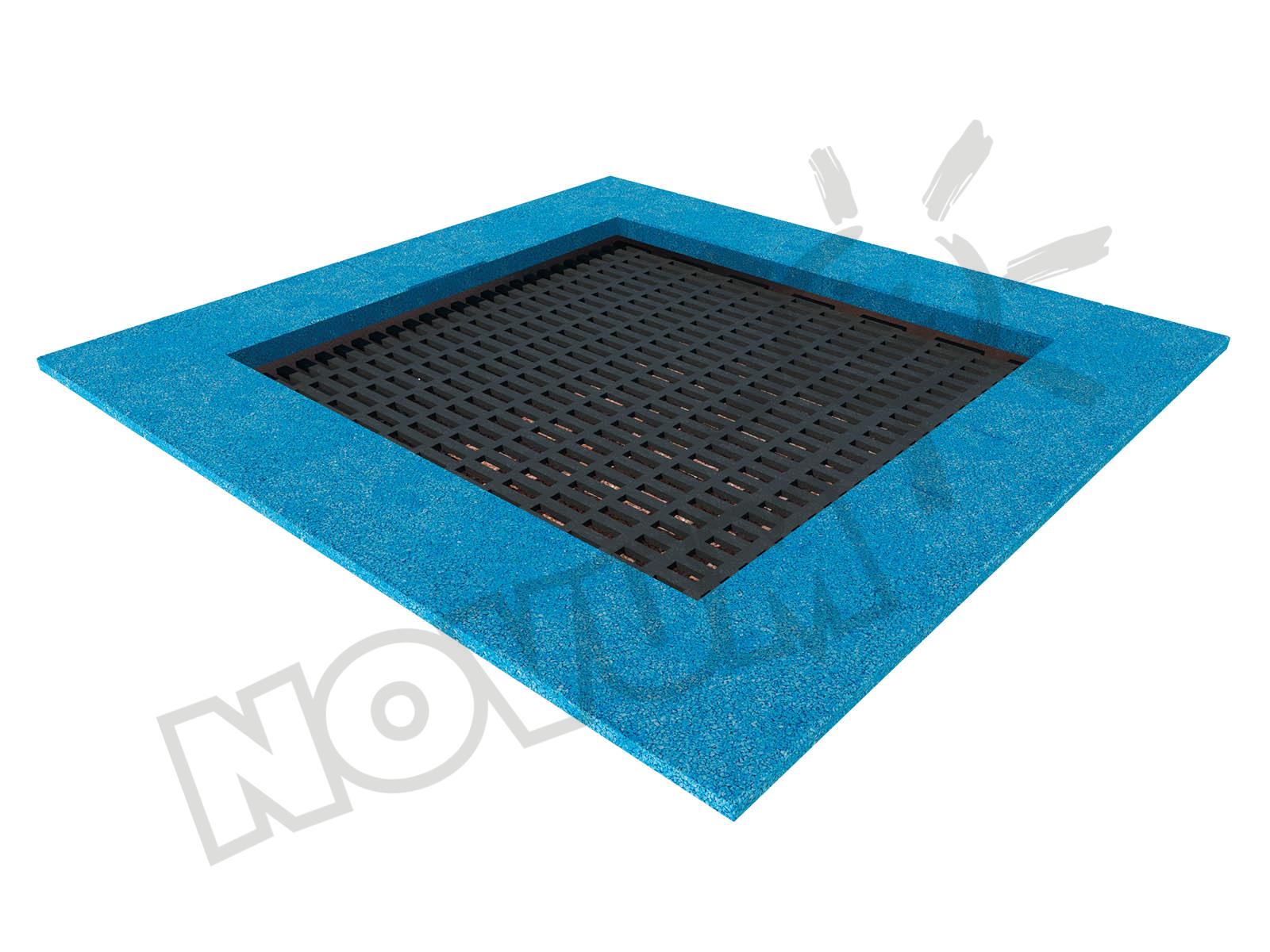 Trampolin Quadrat, mittel - Matte schwarz, Kante blau