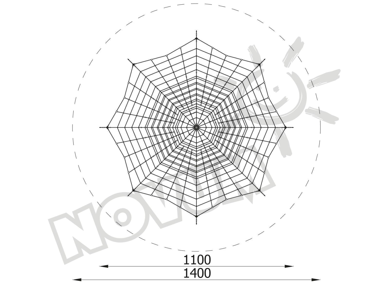 Seil-Pyramide, 8-eckig