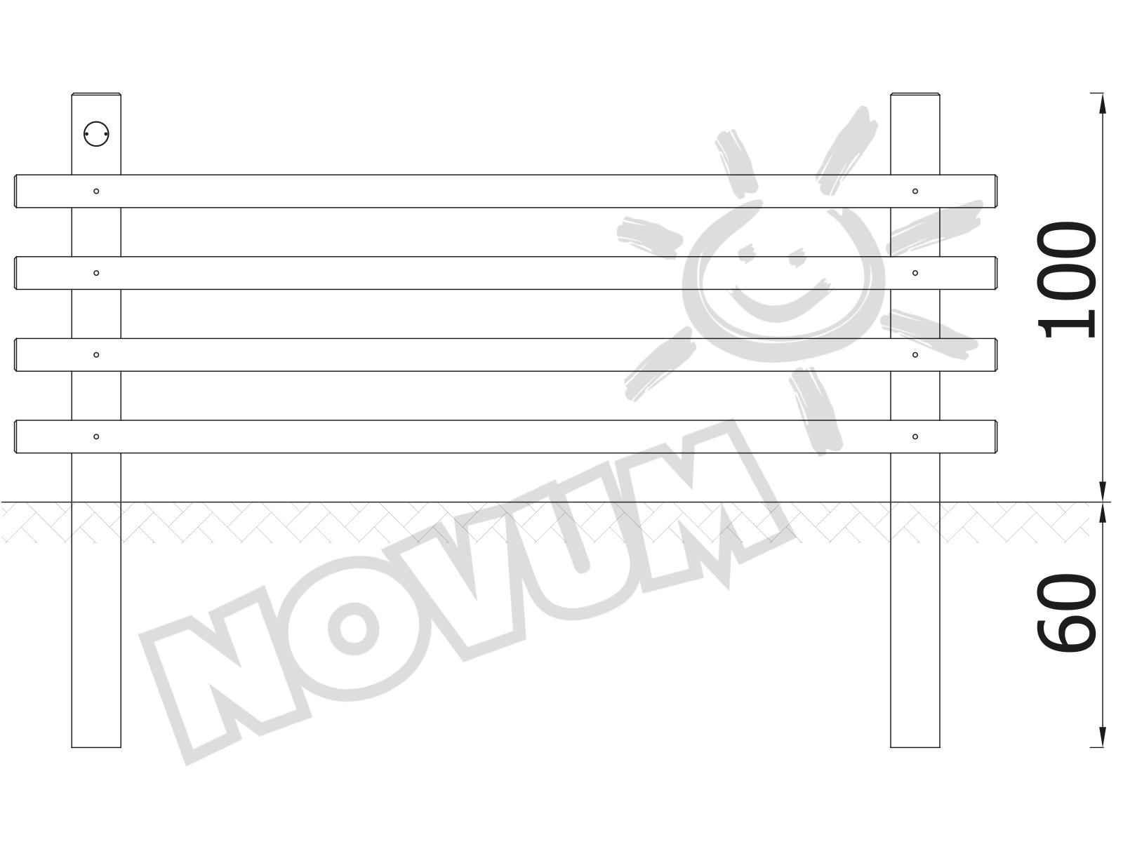 Horizontalzaun-Modul, Holz