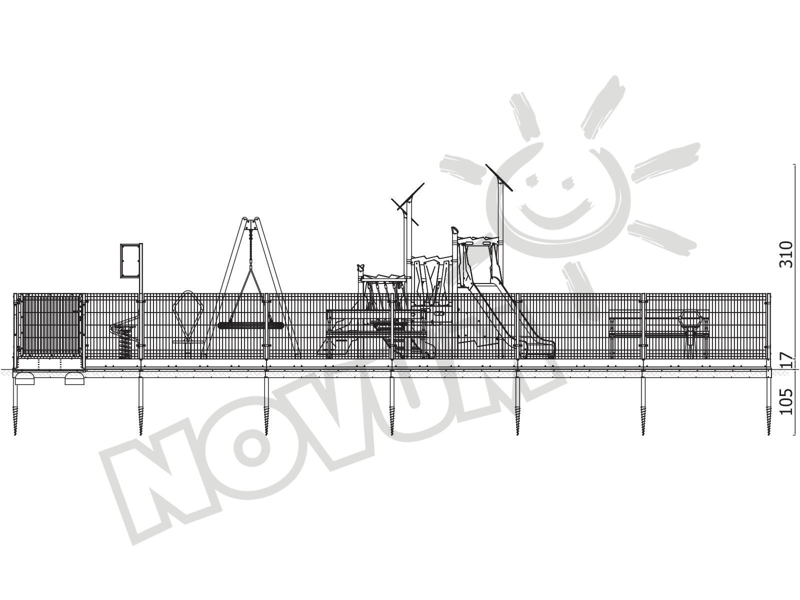 5707 Modularer Spielplatz 12 x 12 m