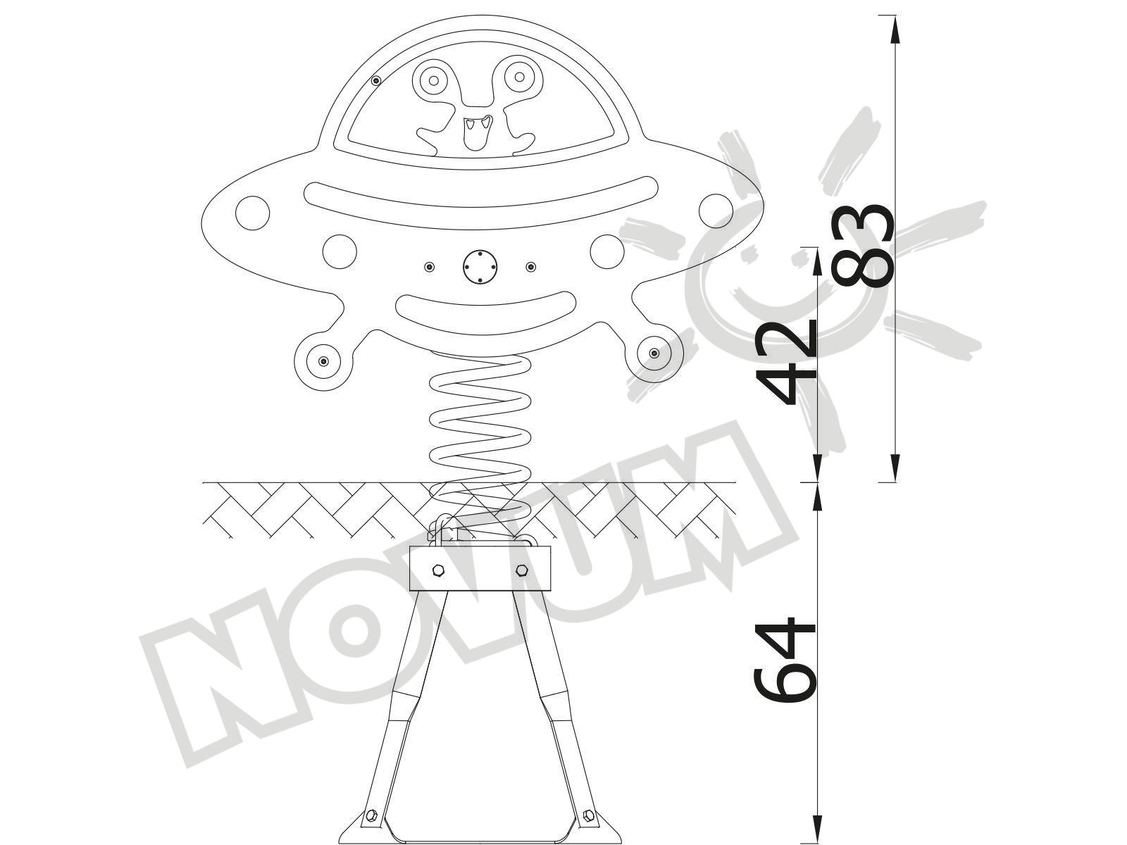 Universum Federwippe UFO, Metall-Bodenanker