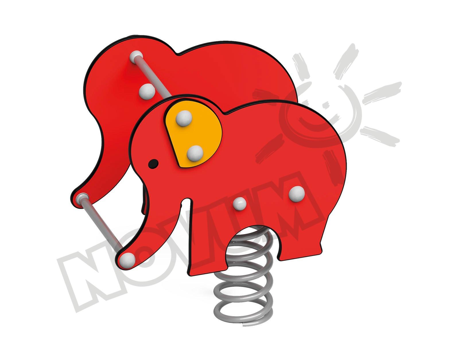 Federwippe Elefant, rot, Metall-Bodenanker