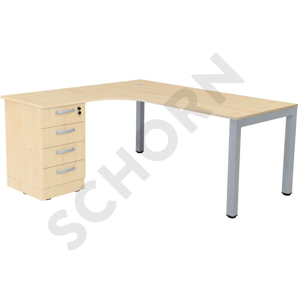 Grande L-Schreibtisch mit Metallbeinen, Sitzplatz rechts - Ahorn, Ahorn, 099750