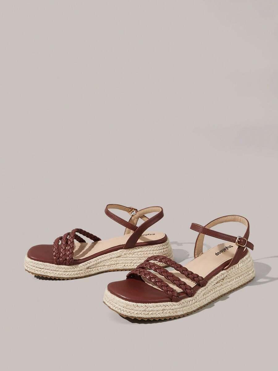 STYLELOOP BRĄZOWE SANDAŁY NA PLATFORMIE S06__37