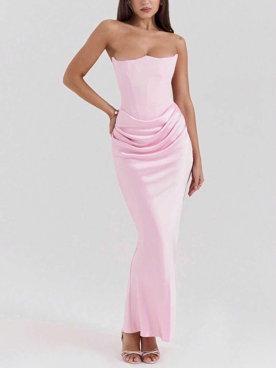 SHEIN RÓŻOWA MAXI SUKIENKA PK01__XS
