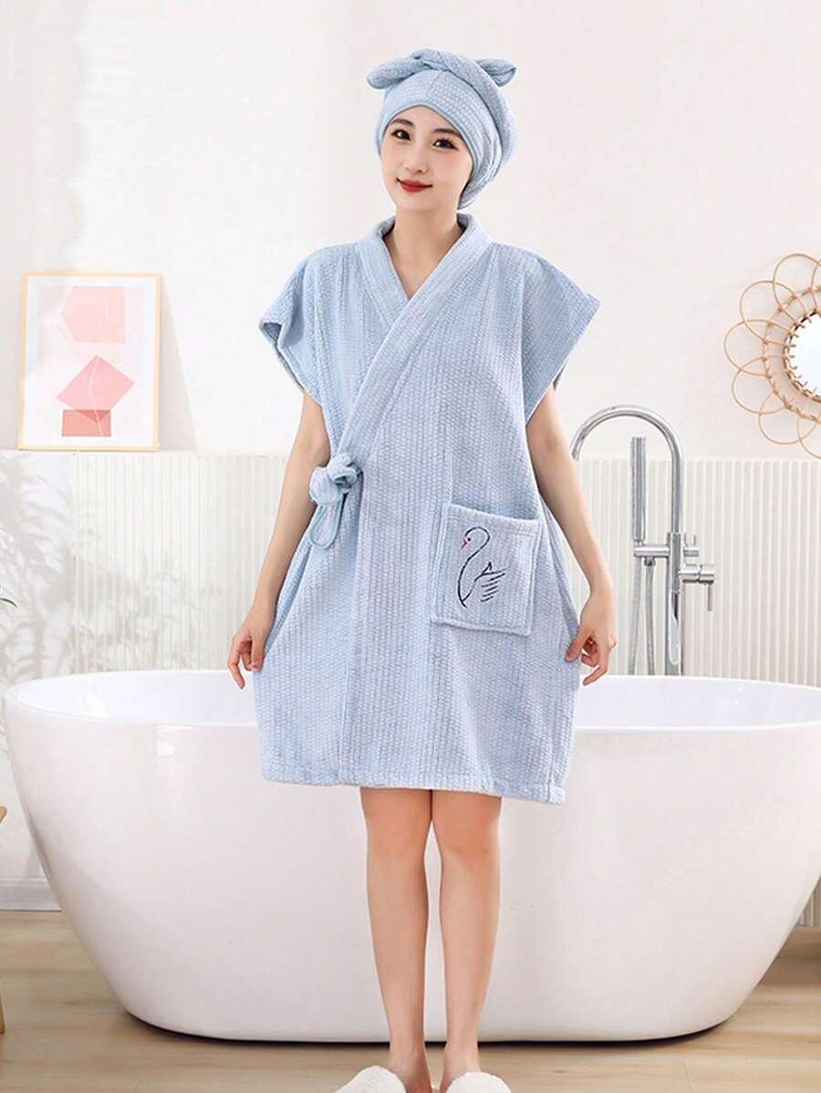 SHEIN NIEBIESKI SZLAFROK + TURBAN S06__UNIWERSALNY