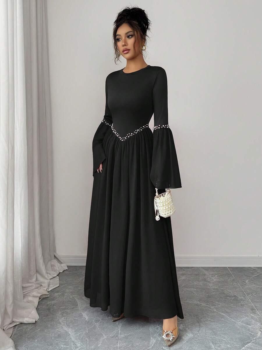 ELENZGA CZARNA MAXI SUKIENKA ZDOBIENIE S06__S