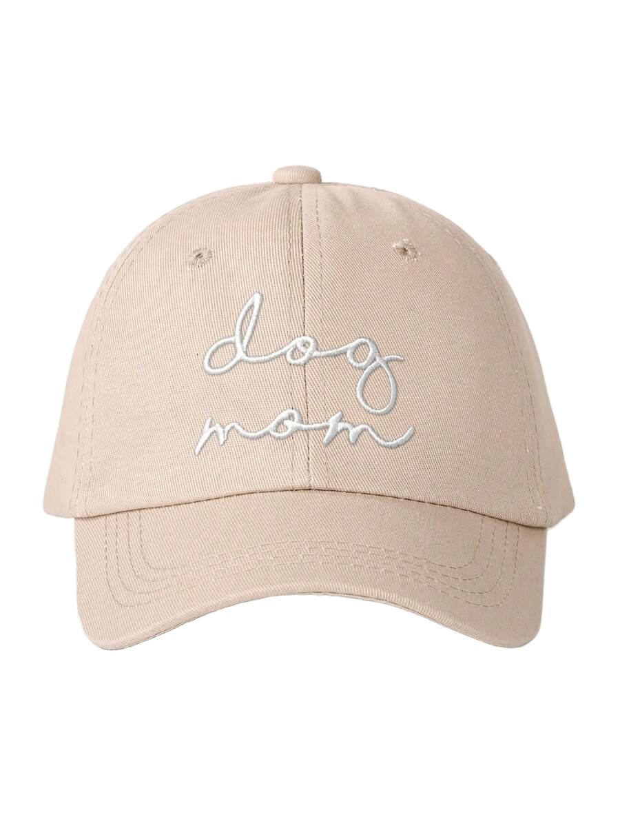 SHEIN BEŻOWA CZAPKA Z DASZKIEM DOG MOM S07