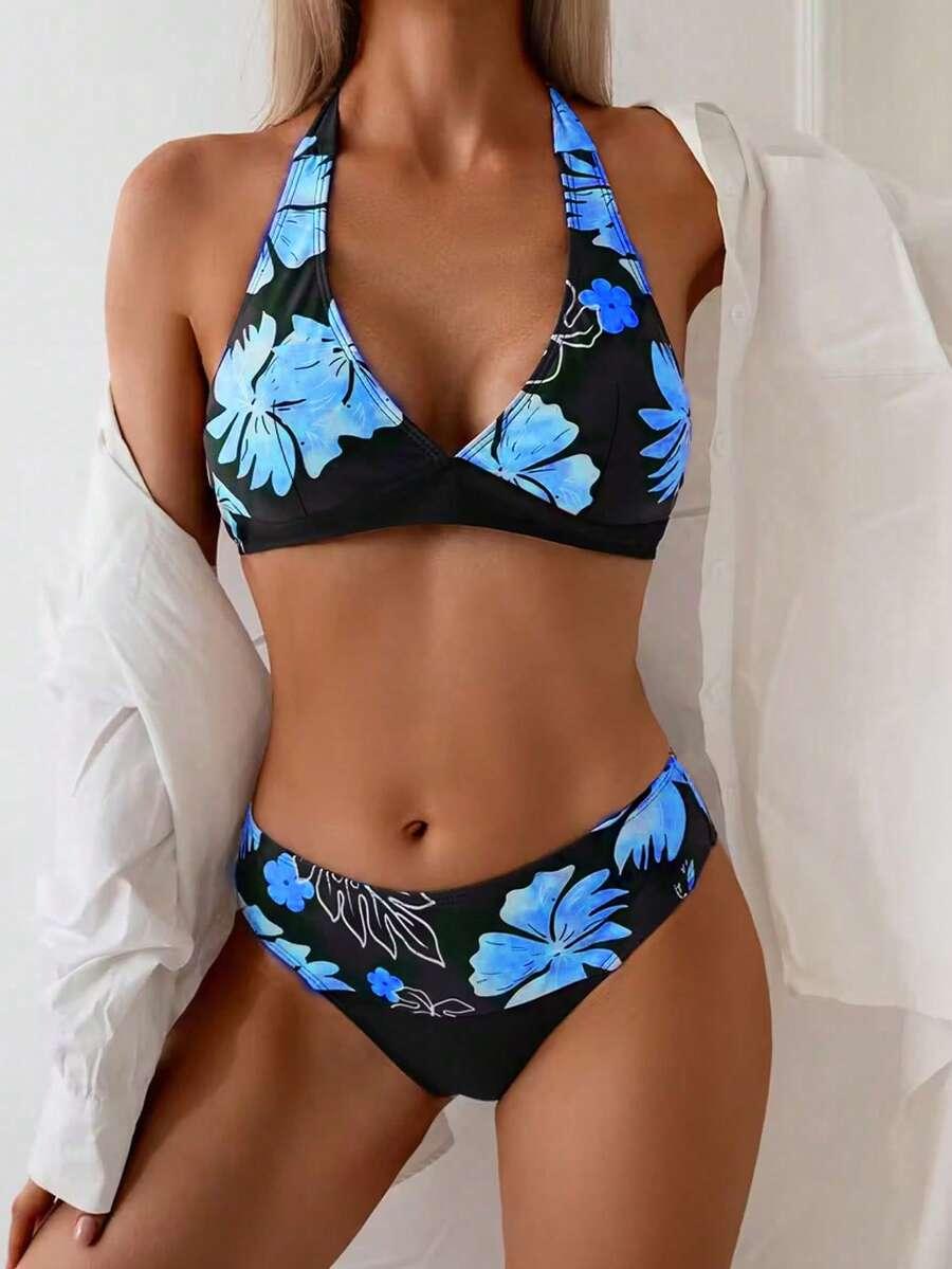 SHEIN DWUCZĘŚCIOWY STRÓJ KĄPIELOWY KWIATY S09__S