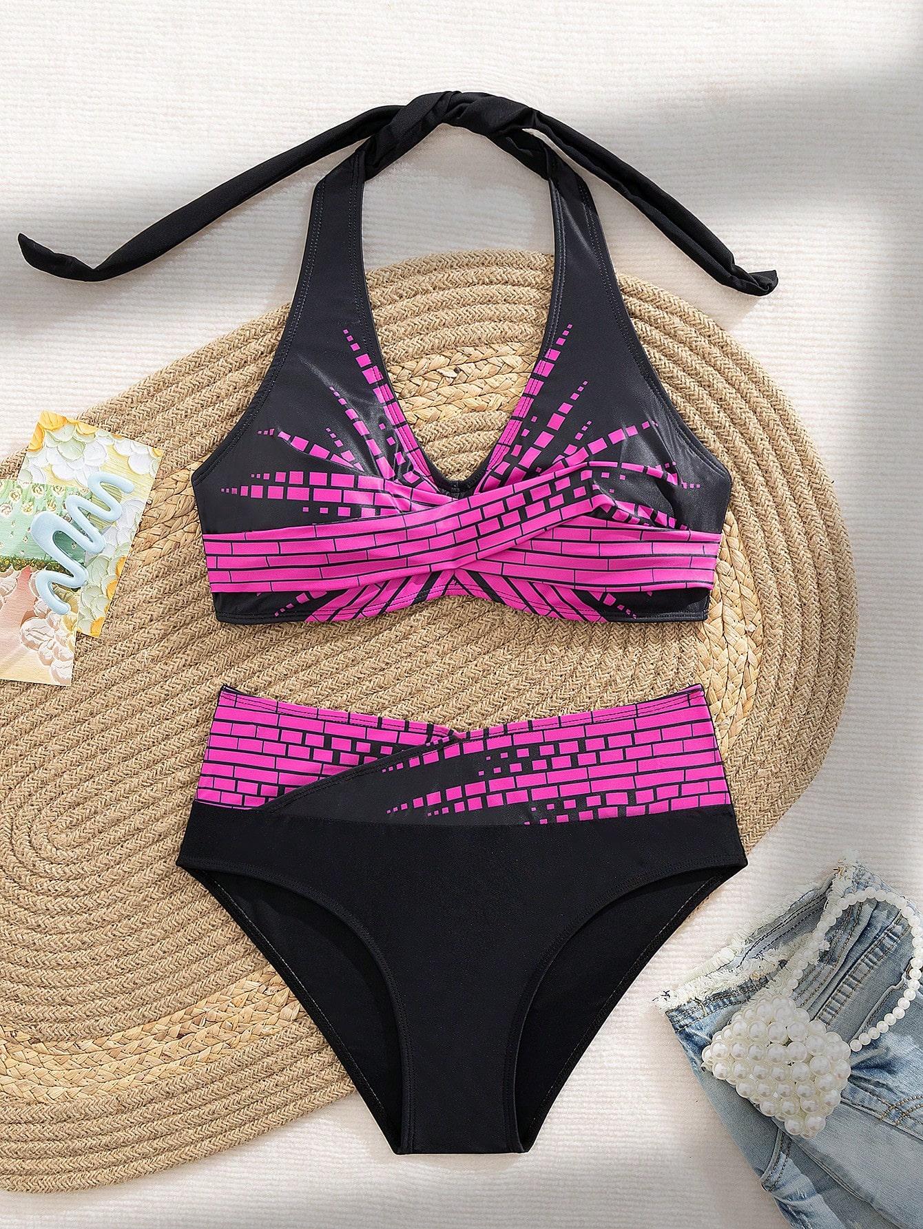 SHEIN DWUCZĘŚCIOWY STRÓJ KĄPIELOWY S09__L