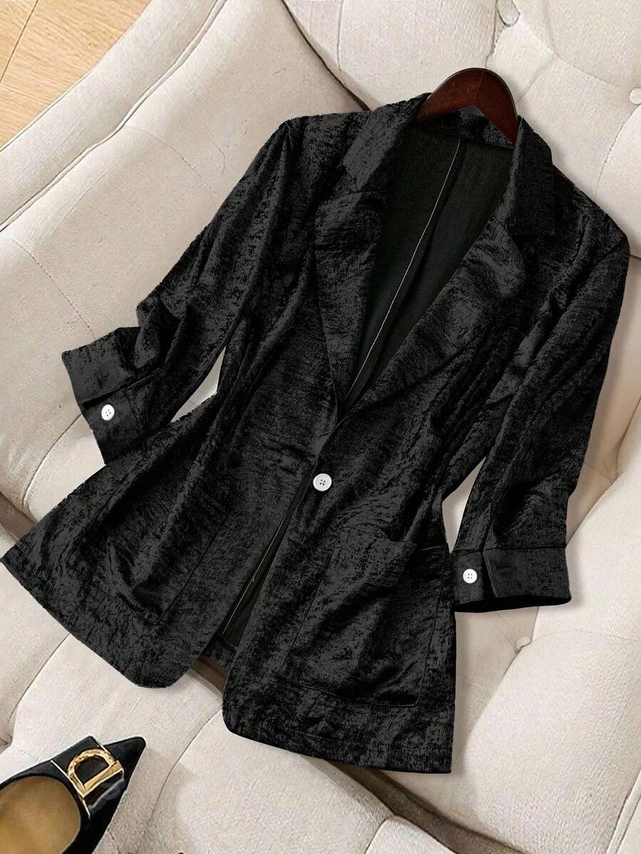 SHEIN CZARNA MARYNARKA GUZIK S06__48