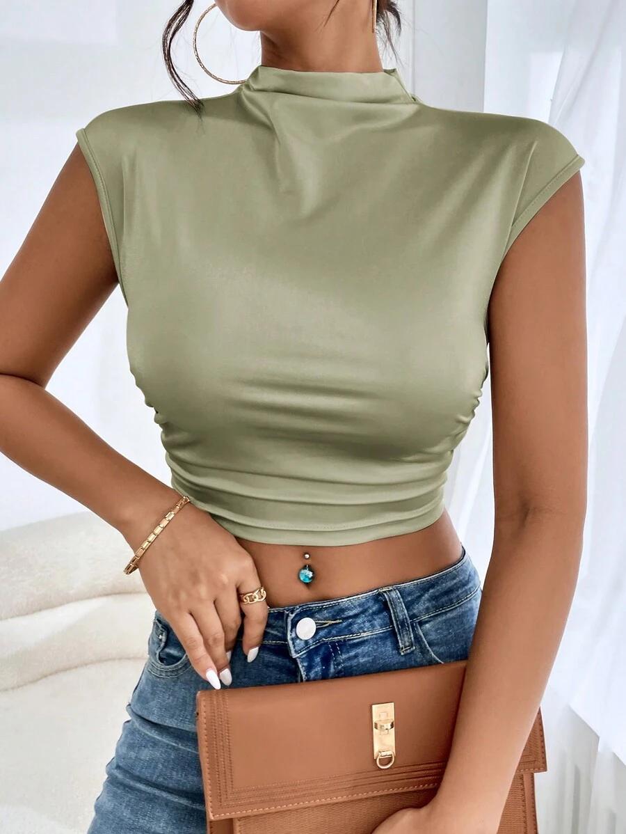 SHEIN ZIELONY CROP TOP PÓŁGOLF S06__M