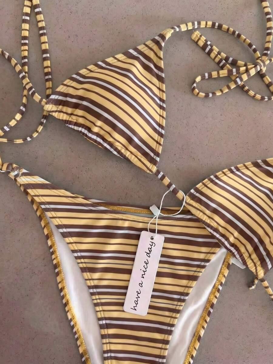 SHEIN DWUCZĘŚCIOWY STRÓJ KĄPIELOWY PASKI WIĄZANIE S09__S