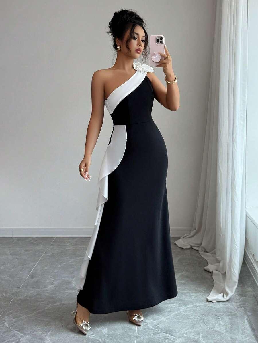 SHEIN MAXI SUKIENKA KONTRAST S06__M
