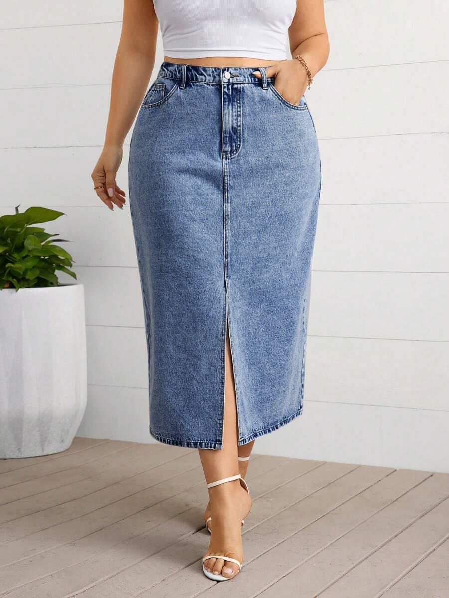 SHEIN NIEBIESKA SPÓDNICA JEANS S06__48