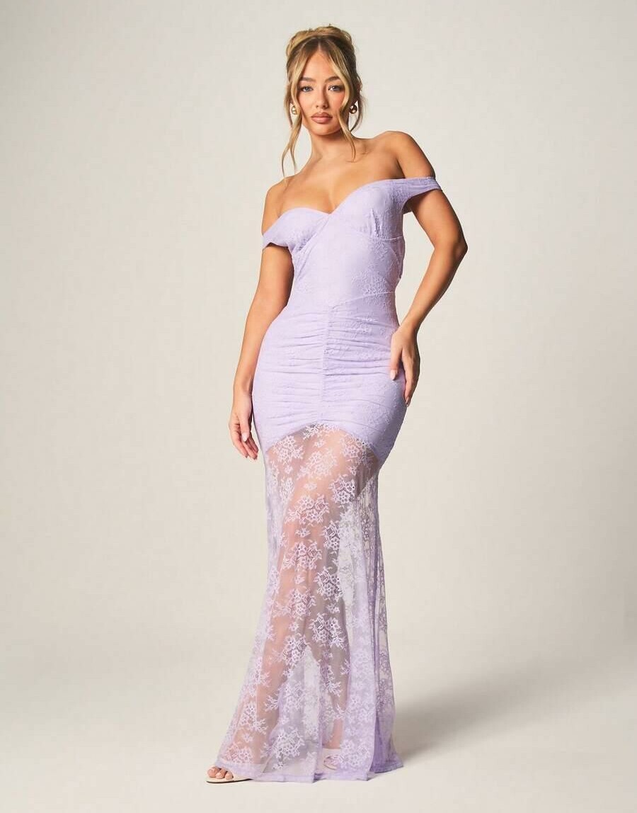 MISSGUIDED FIOLETOWA MAXI SUKIENKA KORONKA ODKRYTE PLECY S09__XS