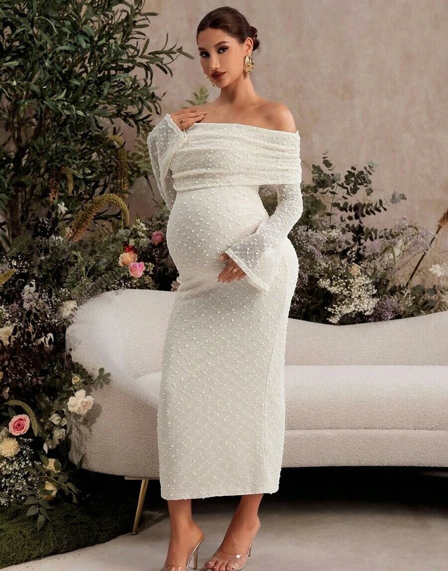 SHEIN KREMOWA MAXI SUKIENKA S06__L