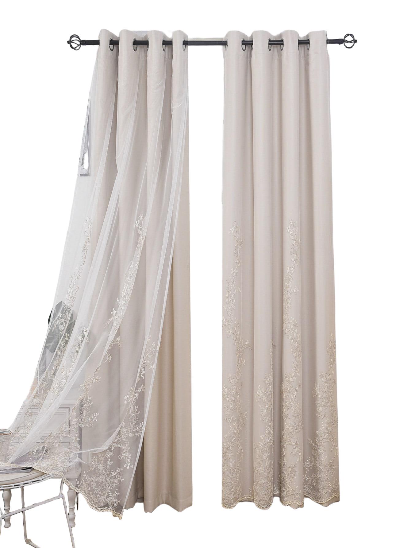 SHEIN BEŻOWA ZASŁONA ZDOBIENIE 1-PACK S07__140X225CM