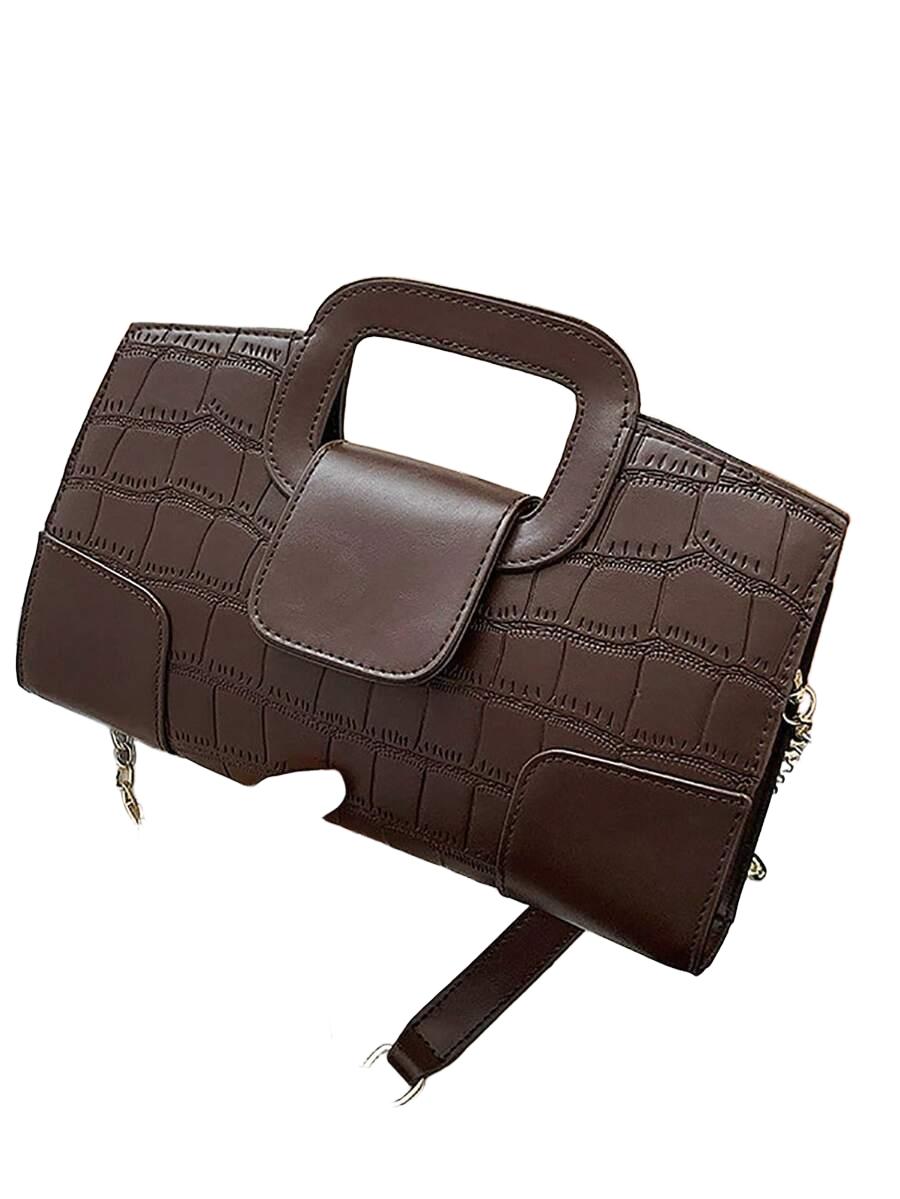SHEIN BRĄZOWA TOREBKA IMITACJA SKÓRY S07__16X29CM